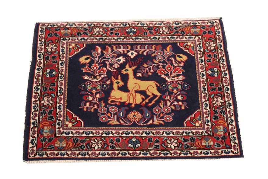 Ghom Perserteppich 77 × 62 cm aus Wolle, handgeknüpft