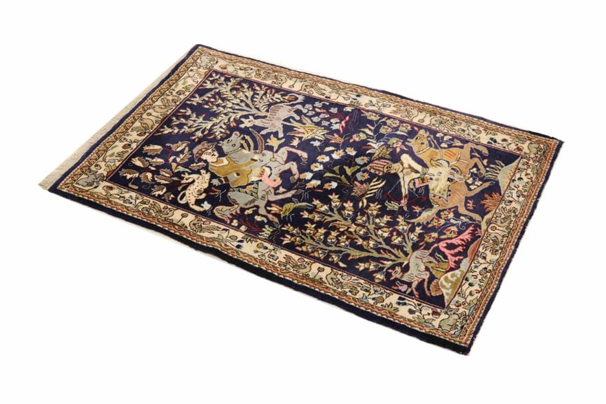 Handgeknüpfter Ghom Perserteppich, 118 × 80 cm, Wolle