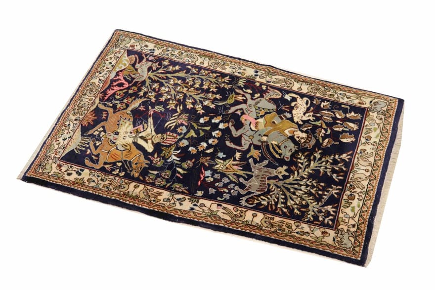 Handgeknüpfter Ghom Perserteppich, 118 × 80 cm, Wolle