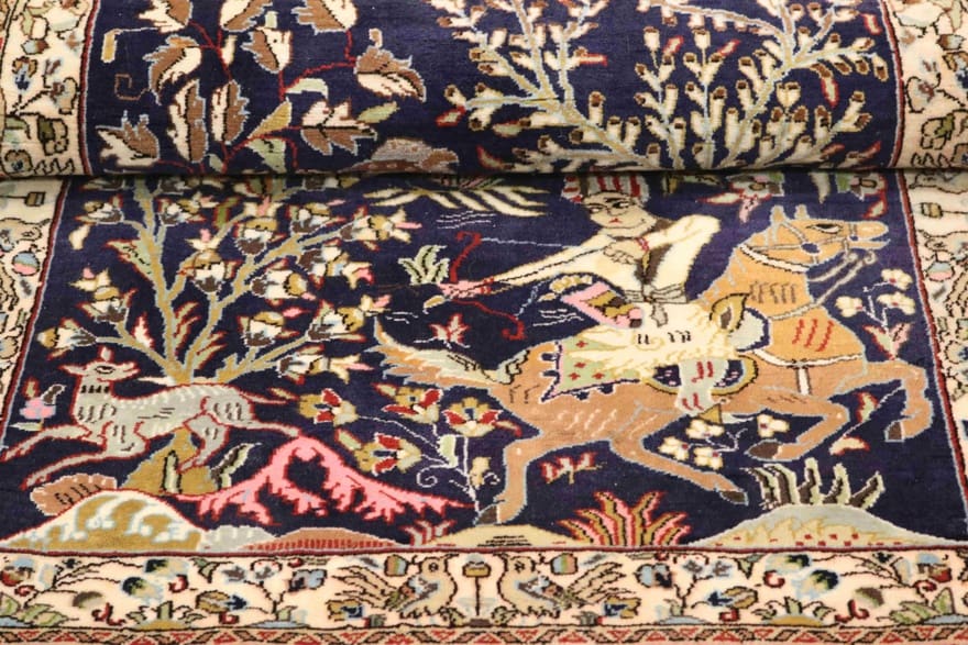 Handgeknüpfter Ghom Perserteppich, 118 × 80 cm, Wolle