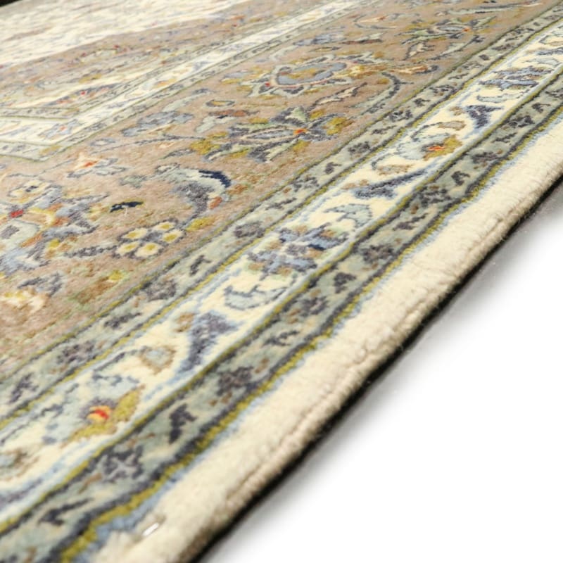 eleganter-kashan-teppich-352x245-cm-creme-grau-handgeknupft-7 Handgeknüpfter Kashan Perserteppich, 350 × 244 cm, Wolle