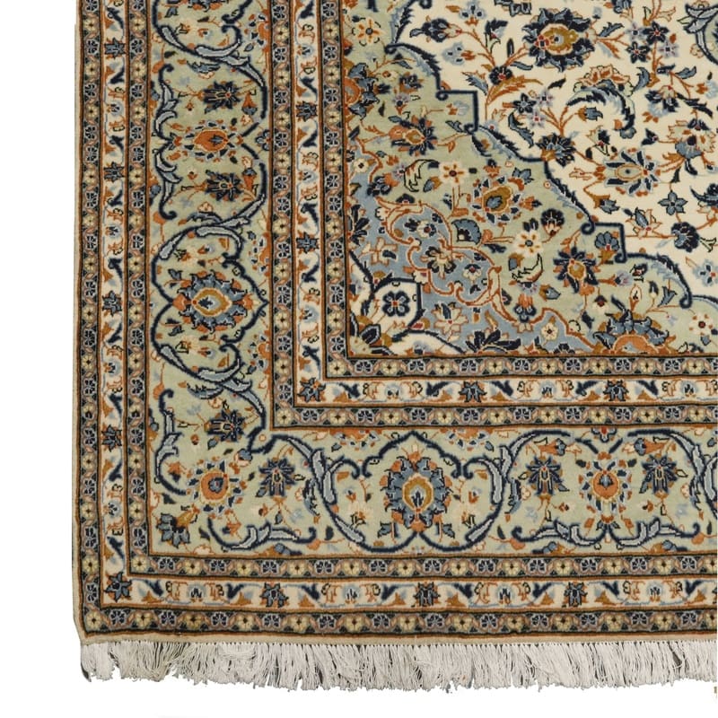 kashan-teppich-368x251-cm-creme-mandarinen-handgeknupft-3 Handgeknüpfter Kashan Perserteppich 366 × 250 cm
