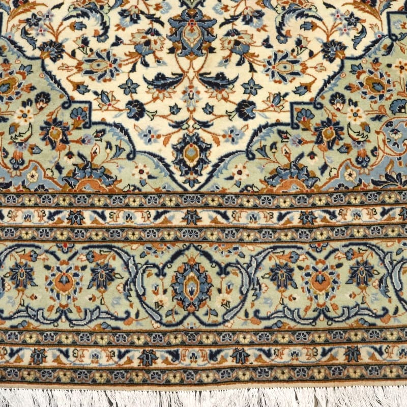 kashan-teppich-368x251-cm-creme-mandarinen-handgeknupft-5 Handgeknüpfter Kashan Perserteppich 366 × 250 cm