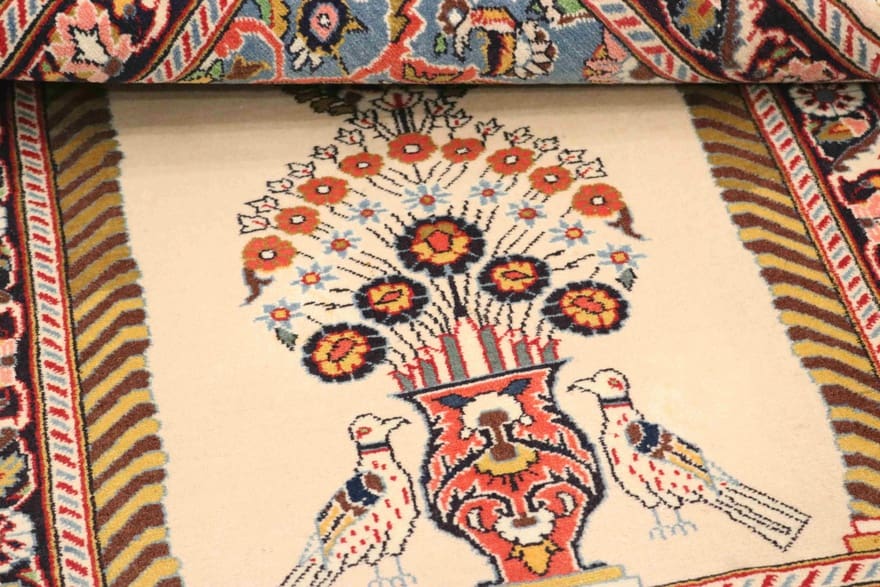 Kashan Perserteppich 120 × 70 cm aus Wolle, handgeknüpft
