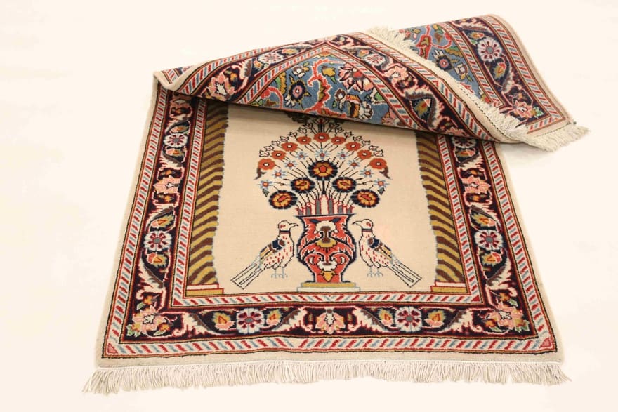 Kashan Perserteppich 120 × 70 cm aus Wolle, handgeknüpft