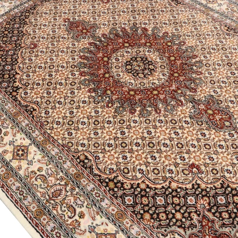 Handgeknüpfter Moud Perserteppich, 203 × 155 cm, Wolle & Seide