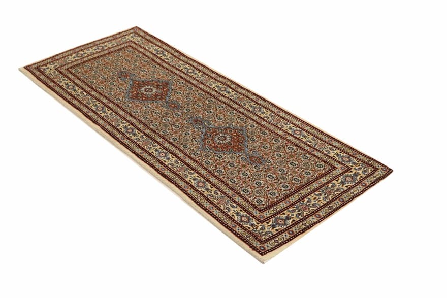 orientteppich-moud-206x80-cm-medaillon-muster-handgeknupft-2 Moud Perserteppich aus Iran, 204 × 79 cm