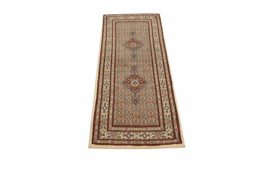orientteppich-moud-206x80-cm-medaillon-muster-handgeknupft-3 Moud Perserteppich aus Iran, 204 × 79 cm