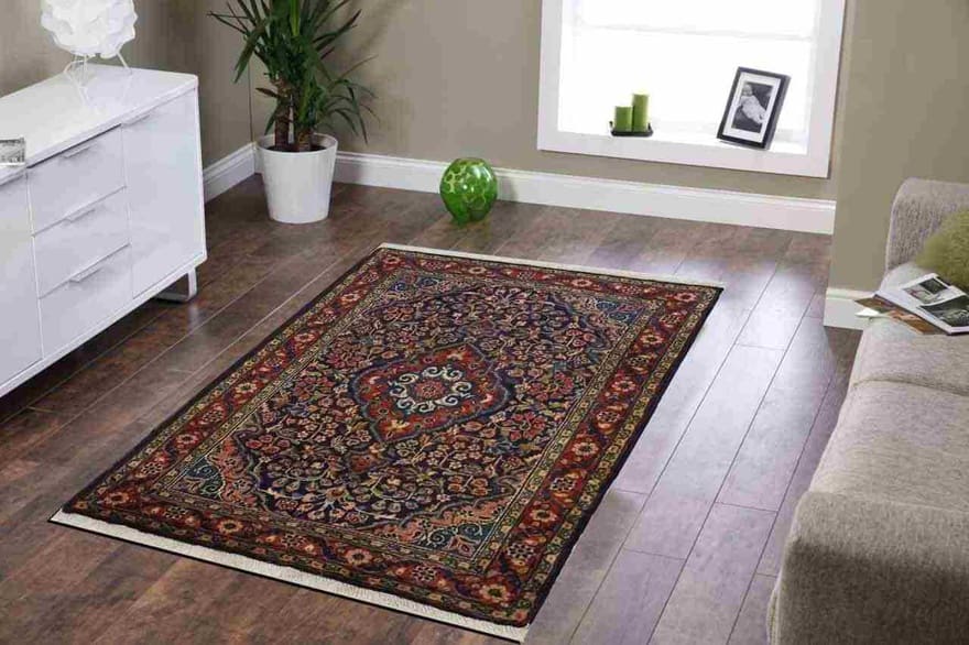 chozan-malayer-teppich-103x71-cm-marine-handgeknupft-perserteppich-1 Malayer Perserteppich 101 × 70 cm aus Wolle, handgeknüpft