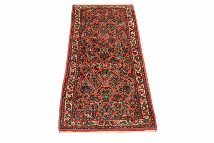 handgeknupfter-rugeast-sarough-teppich-223x81-klassik-in-rot-perserteppich-1 Sarough Farahan Perserteppich aus Iran, 221 × 80 cm