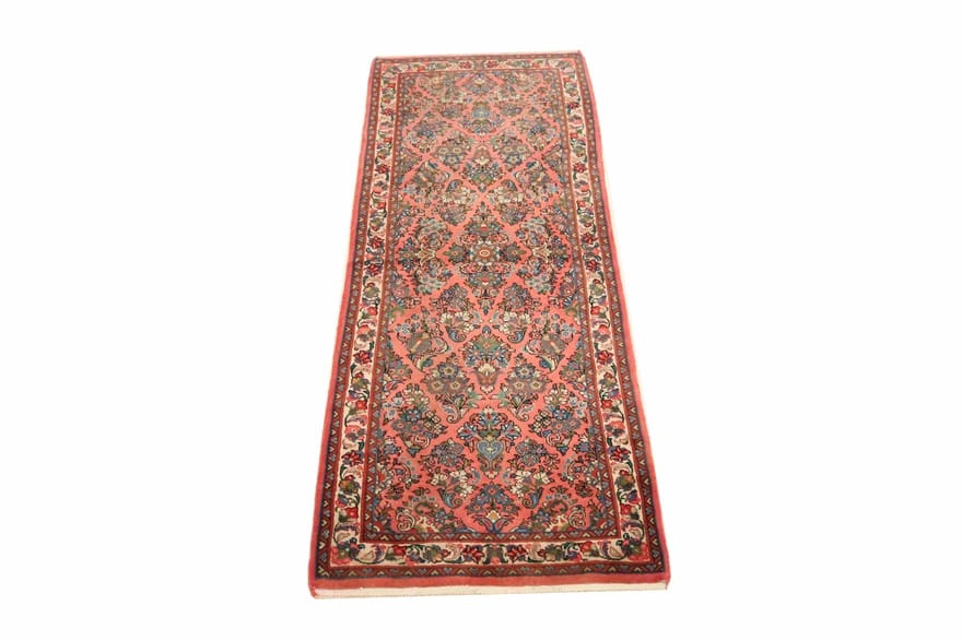 handgeknupfter-rugeast-sarough-teppich-223x81-klassik-in-rot-perserteppich-3 Sarough Farahan Perserteppich aus Iran, 221 × 80 cm