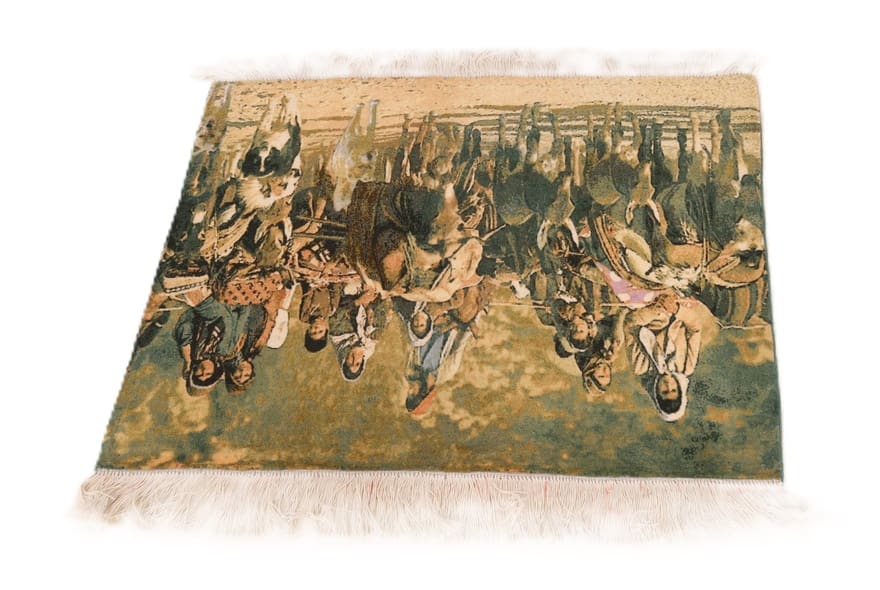 Handgeknüpfter Täbriz Perserteppich, 95 × 73 cm, Wolle & Seide