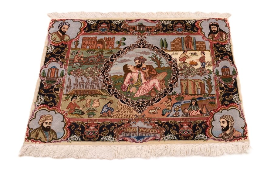 Täbriz Perserteppich 97 × 71 cm aus Wolle & Seide, handgeknüpft