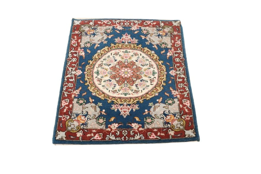 Handgeknüpfter Täbriz Perserteppich, 64 × 54 cm, Wolle & Seide