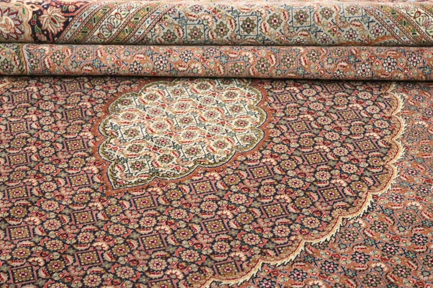 Handgeknüpfter Täbriz Perserteppich, 358 × 251 cm, Wolle & Seide