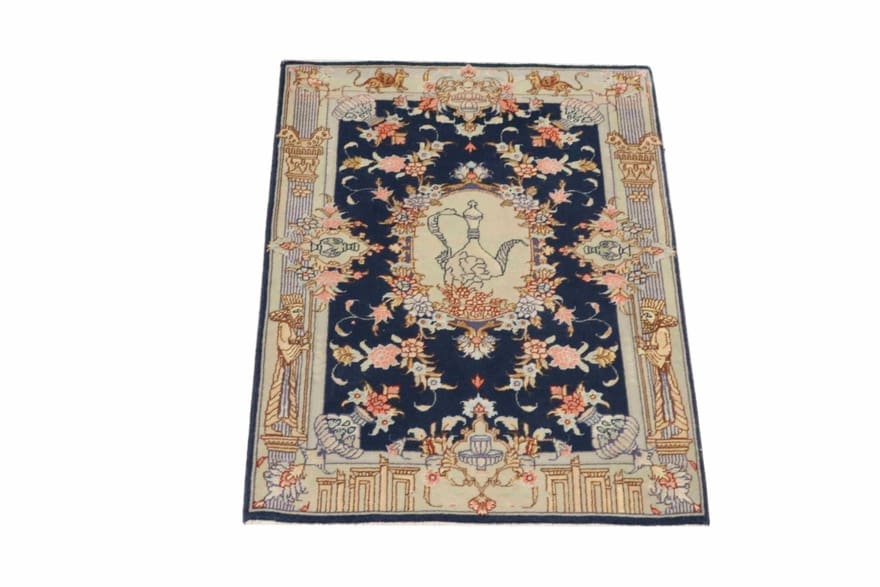 Täbriz Perserteppich 86 × 50 cm aus Wolle & Seide, handgeknüpft