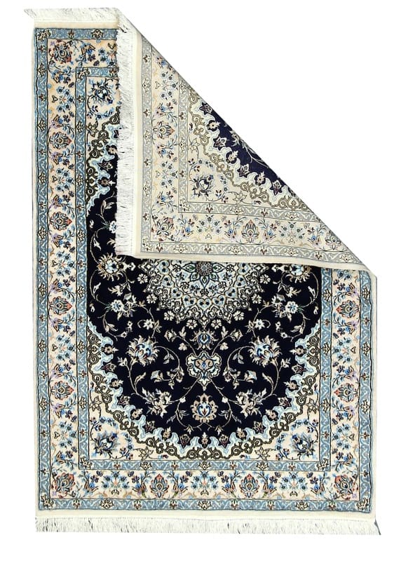 exklusiver-nain-6la-teppich-150x104-cm-handgeknupft-perserteppich-1 Nain Perserteppich 148 × 103 cm aus Wolle & Seide, handgeknüpft