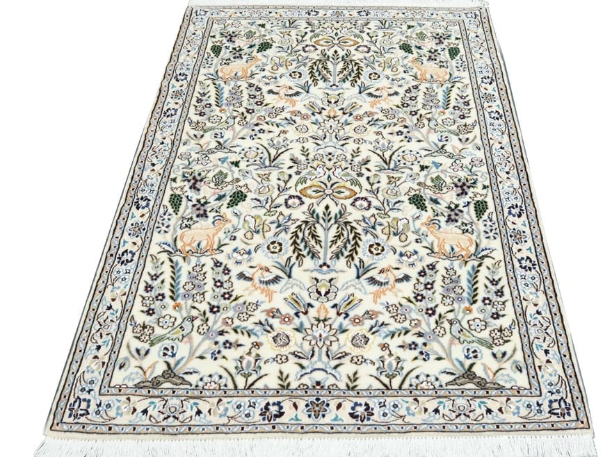 exquisiter-nain-9la-teppich-151x99-cm-handgeknupft-perserteppich-2 Handgeknüpfter Nain Perserteppich, 149 × 98 cm, Wolle & Seide