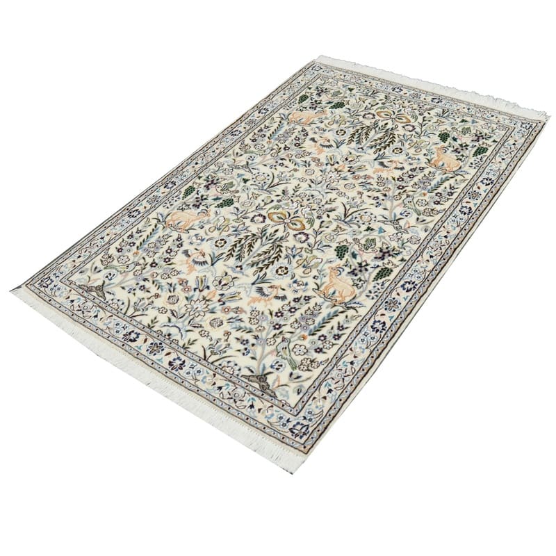 exquisiter-nain-9la-teppich-151x99-cm-handgeknupft-perserteppich-3 Handgeknüpfter Nain Perserteppich, 149 × 98 cm, Wolle & Seide