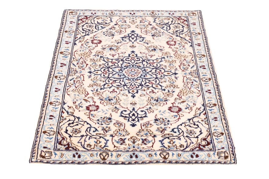 Handgeknüpfter Nain Perserteppich, 110 × 73 cm, Wolle & Seide