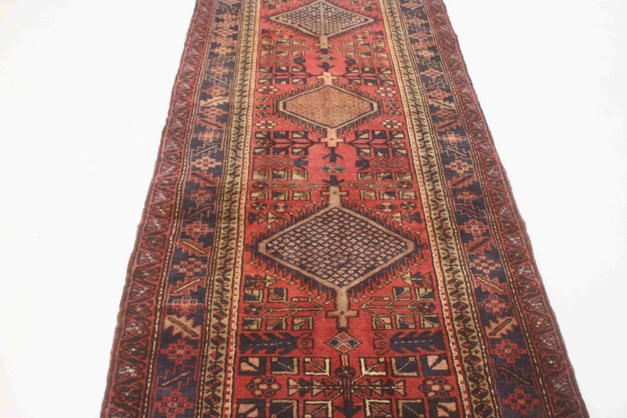 Handgeknüpfter Hamadan Perserteppich, 303 × 112 cm, Wolle