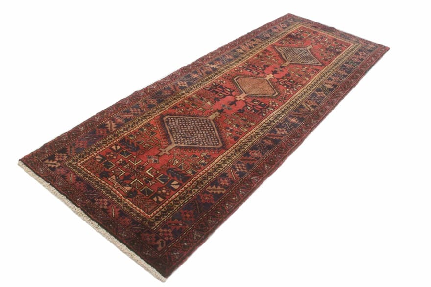 Handgeknüpfter Hamadan Perserteppich, 303 × 112 cm, Wolle