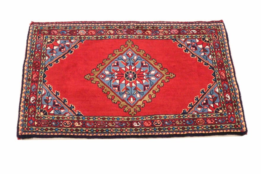 Handgeknüpfter Hamadan Perserteppich, 60 × 88 cm, Wolle