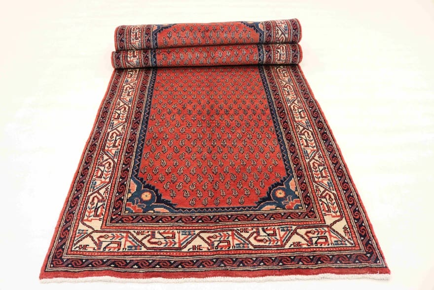 Handgeknüpfter Hamadan Perserteppich, 320 × 111 cm, Wolle
