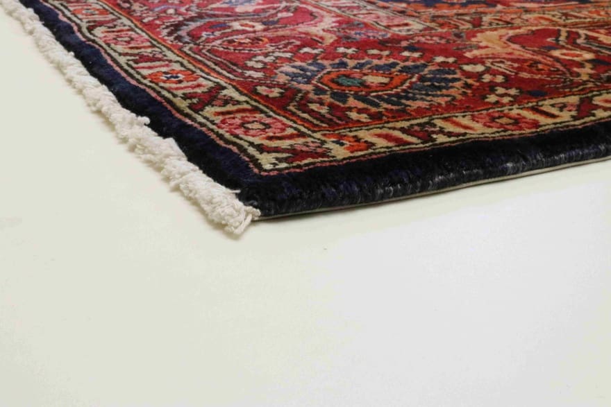 handgeknupfter-nanaj-orientteppich-328x218-cm-marineblau-geomet-muster-1 Perserteppich 326 × 217 cm aus Wolle, handgeknüpft