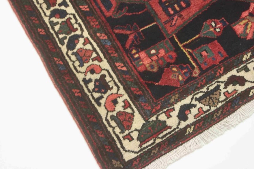 Handgeknüpfter Hamadan Perserteppich, 308 × 130 cm, Wolle