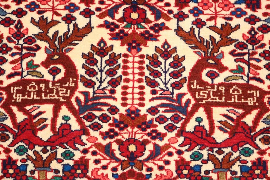 Hamadan Perserteppich 95 × 60 cm aus Wolle, handgeknüpft