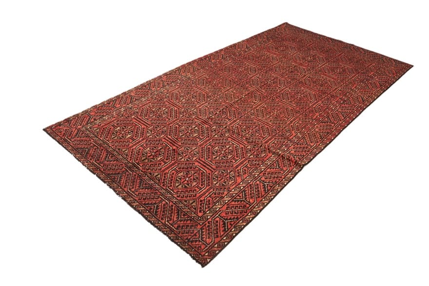 rugeast-orientteppich-334x167-cm-handgeknupft-geometrisch-rot-2 Handgeknüpfter Perserteppich 332 × 166 cm