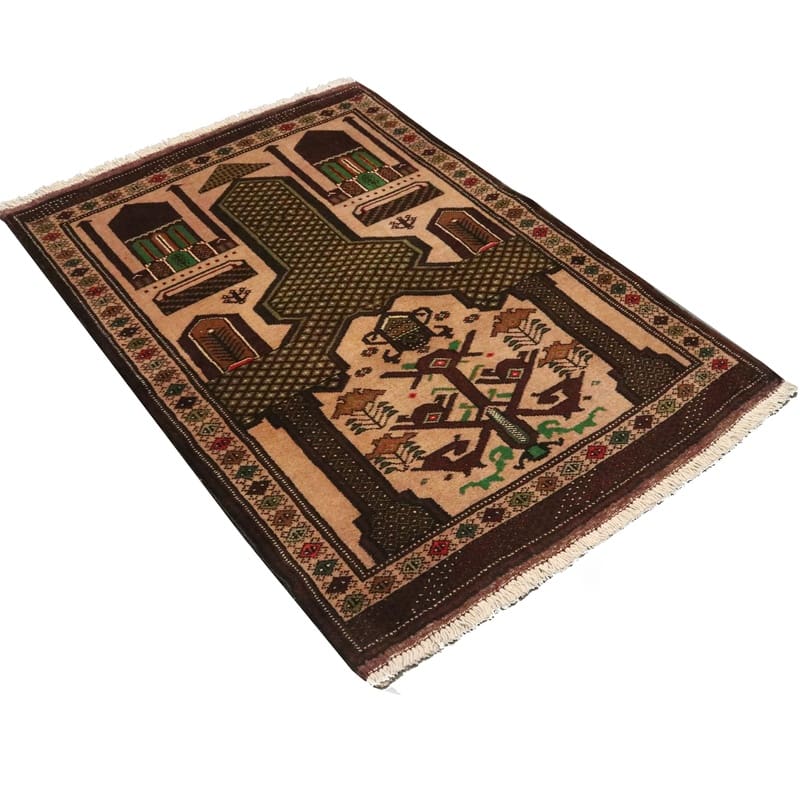Turkmen Perserteppich 126 × 87 cm aus Wolle, handgeknüpft