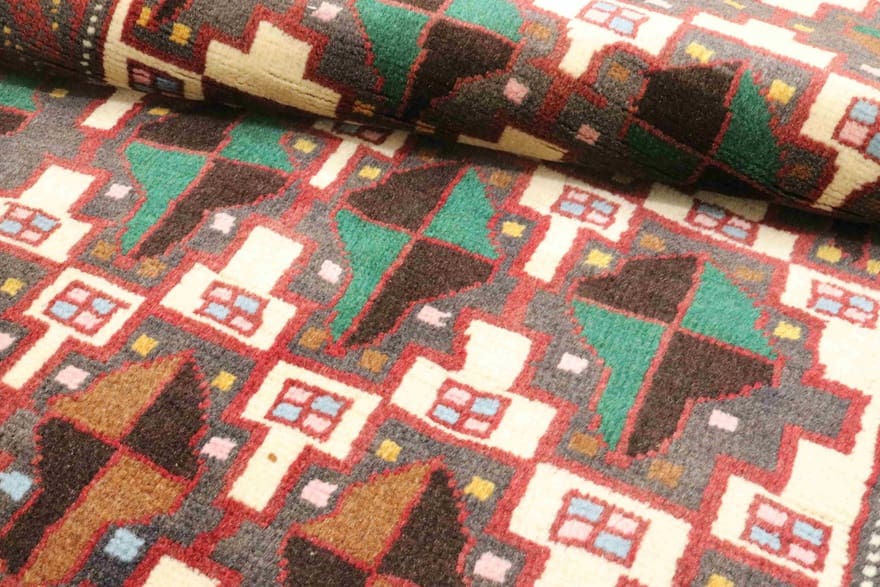 belutsch-teppich-155x72-cm-geometrisches-muster-handgeknupft-3 Handgeknüpfter Baluch Perserteppich 153 × 71 cm