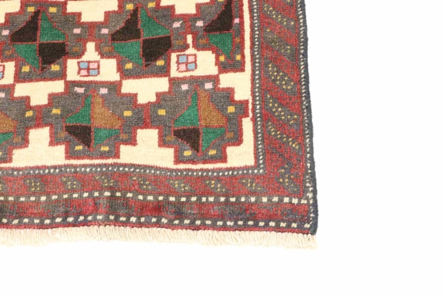 belutsch-teppich-155x72-cm-geometrisches-muster-handgeknupft-4 Handgeknüpfter Baluch Perserteppich 153 × 71 cm