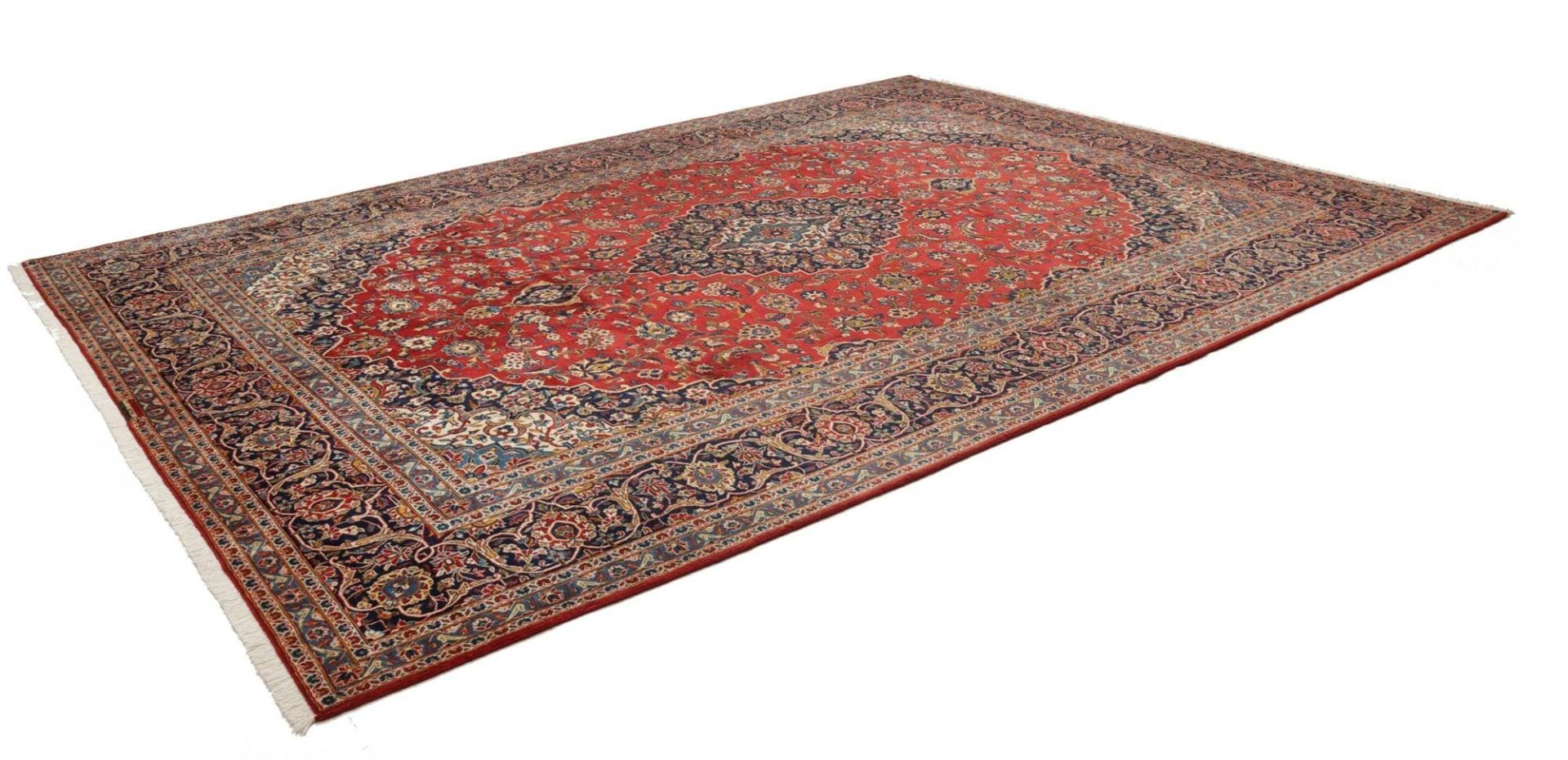 Kashan Perserteppich 300 × 395 cm aus Wolle, handgeknüpft