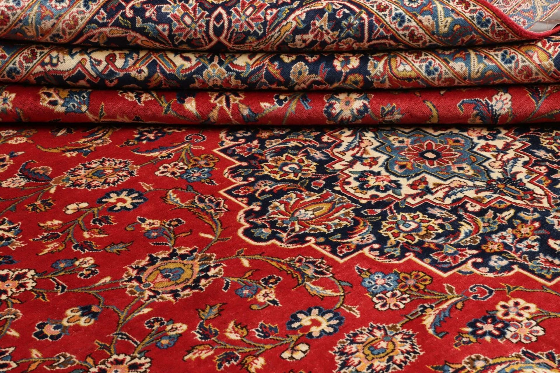 Kashan Perserteppich 300 × 395 cm aus Wolle, handgeknüpft