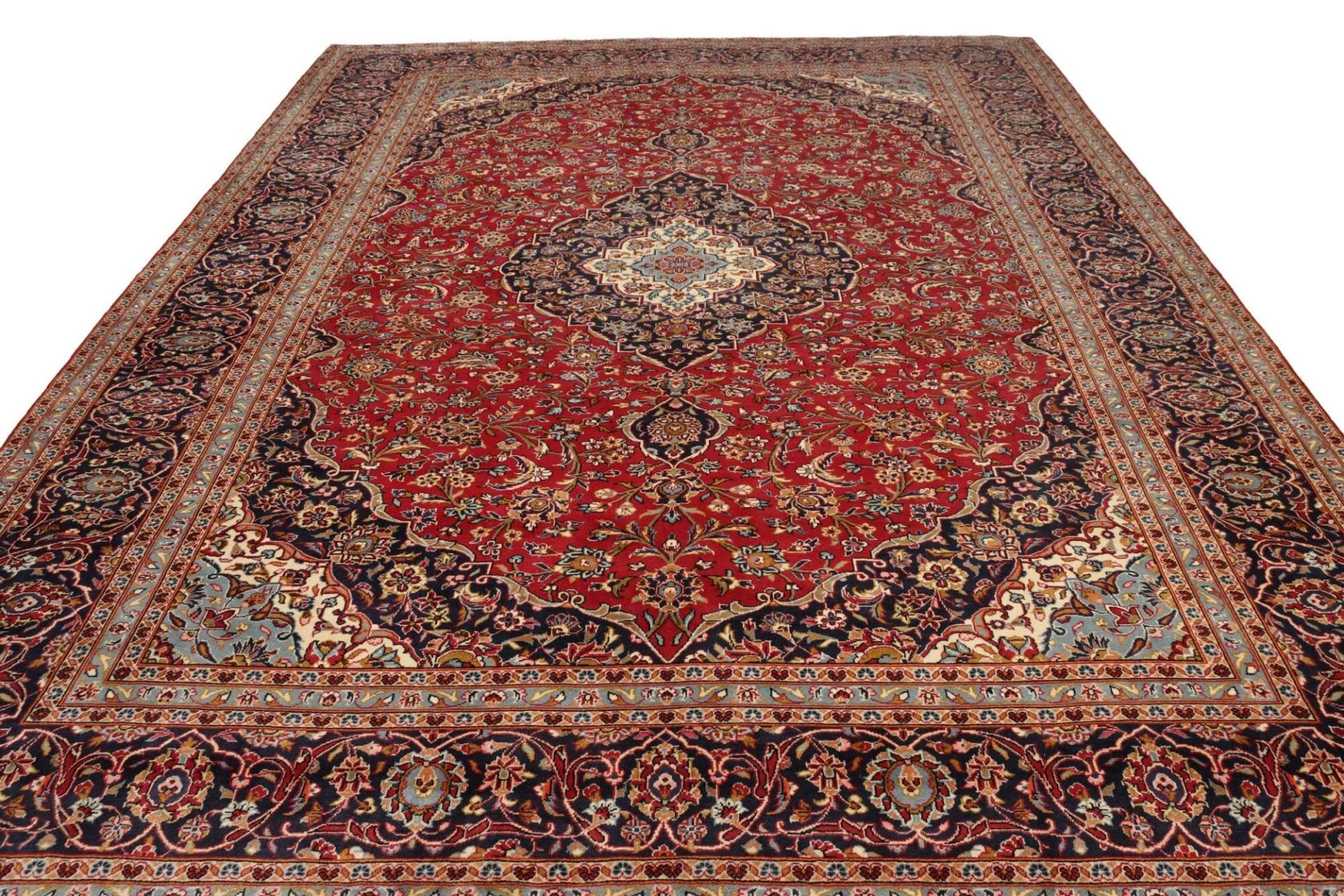 Handgeknüpfter Kashan Perserteppich, 317 × 392 cm, Wolle