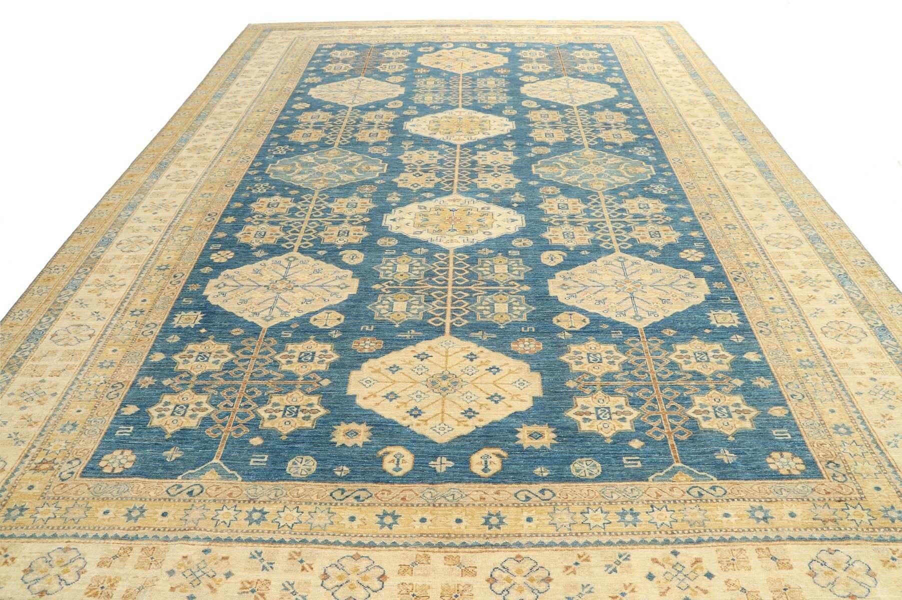 kazak-teppich-311-x-424cm-geometrische-muster-handgeknupft-3 Kazak Orientteppich aus Pakistan, 311 × 424 cm