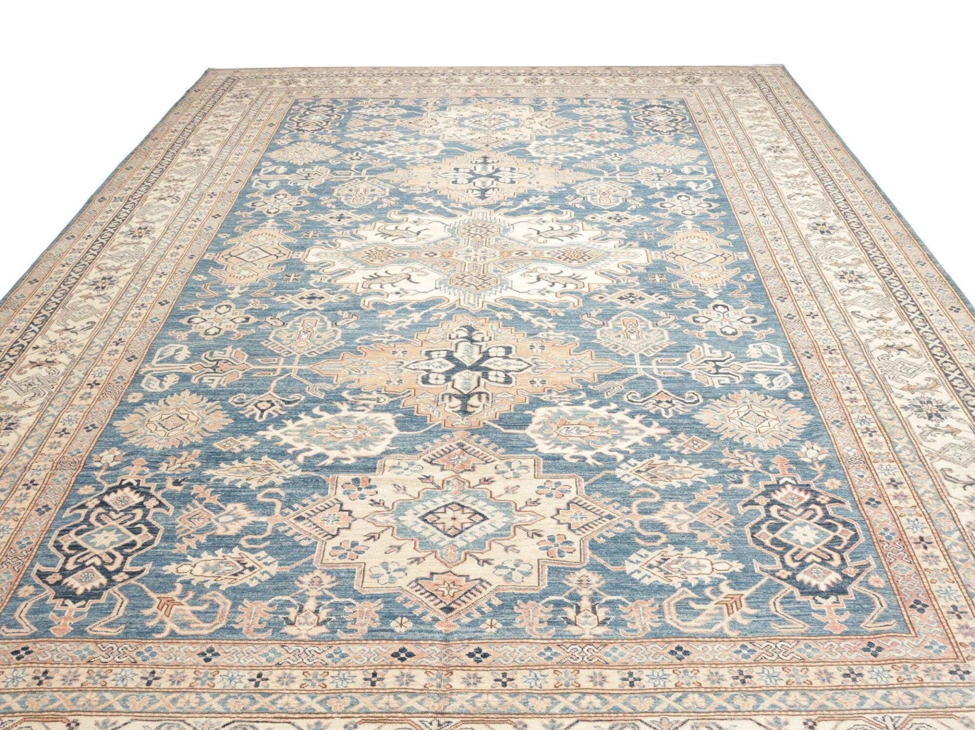 kazak-teppich-313-x-423cm-handgeknupft-schurwolle-geometrisch-3 Handgeknüpfter Kazak Orientteppich, 313 × 423 cm, Wolle
