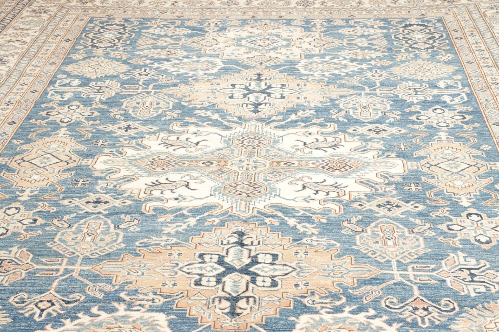kazak-teppich-313-x-423cm-handgeknupft-schurwolle-geometrisch-7 Handgeknüpfter Kazak Orientteppich, 313 × 423 cm, Wolle