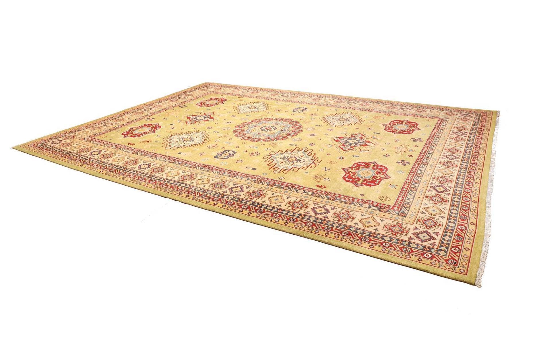kazak-teppich-311-x-422cm-geometrisch-schurwolle-handgeknupft-2 Kazak Orientteppich aus Afghanistan, 311 × 422 cm