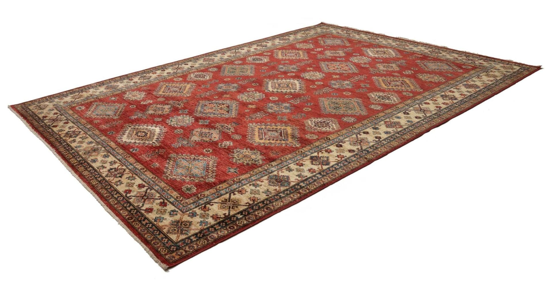 kazak-teppich-273-x-363-cm-geometrische-muster-handgeknupft-1 Kazak Orientteppich 273 × 363 cm aus Wolle, handgeknüpft