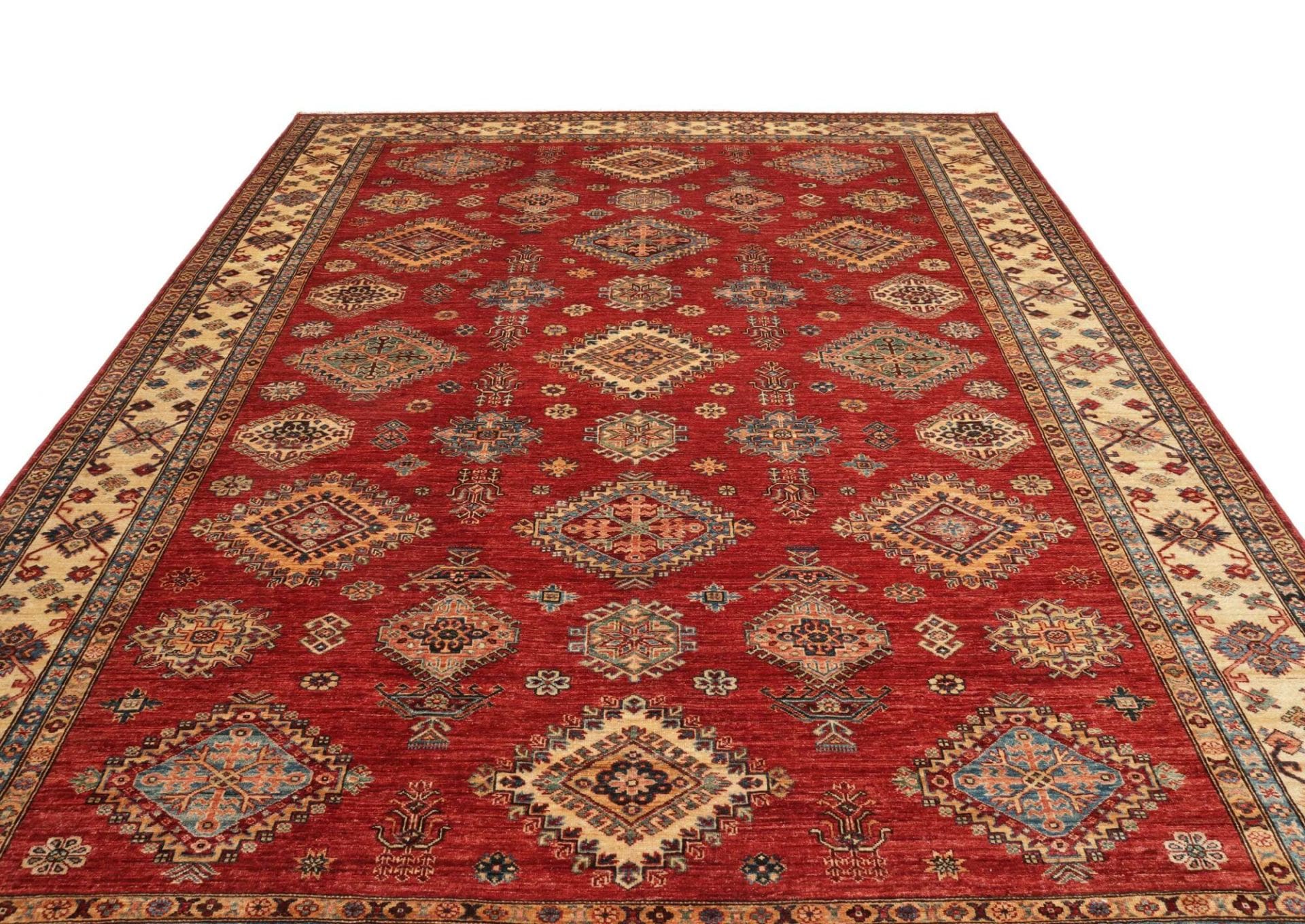 kazak-teppich-273-x-363-cm-geometrische-muster-handgeknupft-3 Kazak Orientteppich 273 × 363 cm aus Wolle, handgeknüpft