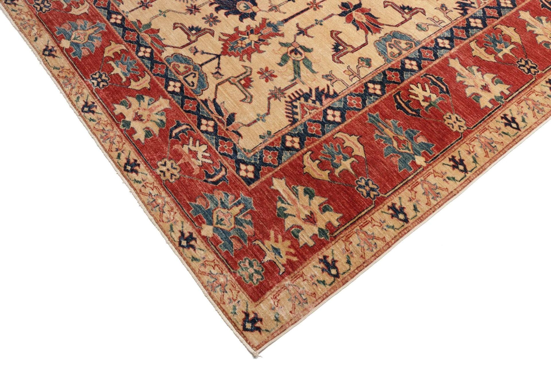 kazak-teppich-275-x-372-cm-mit-geometrischen-mustern-handgeknupft-6 Handgeknüpfter Kazak Orientteppich 275 × 372 cm