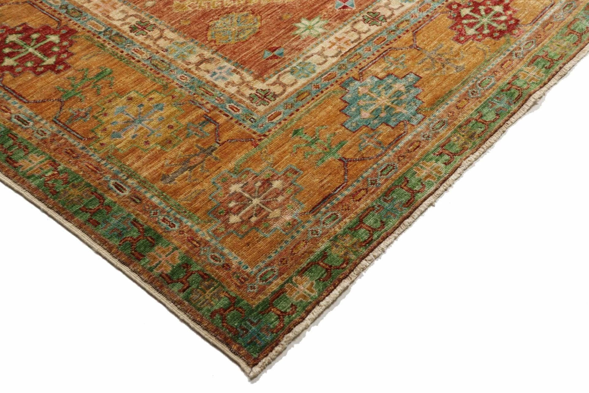kazak-teppich-265-x-356cm-geometrische-muster-handgeknupft-4 Kazak Orientteppich aus Pakistan, 265 × 356 cm