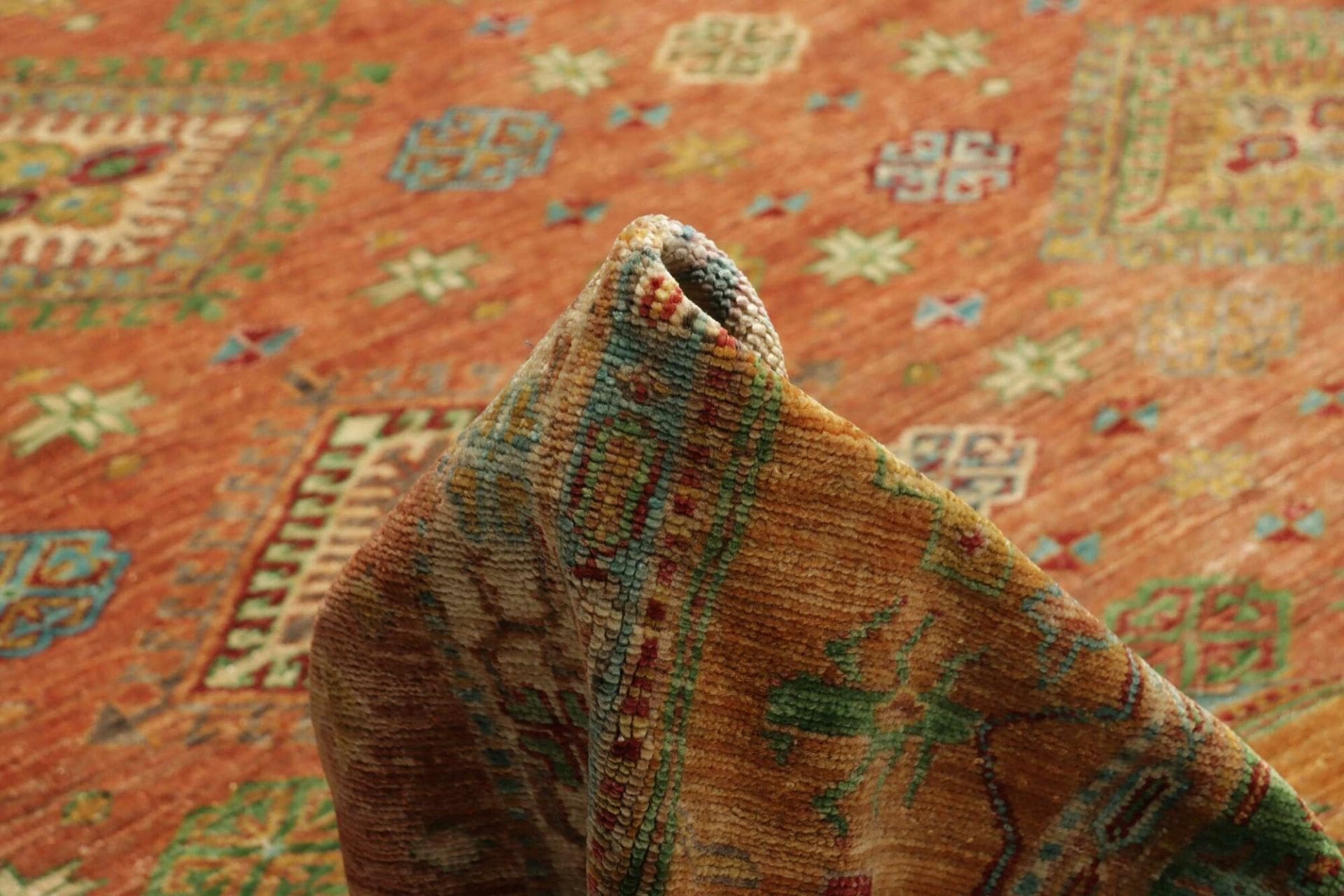 kazak-teppich-265-x-356cm-geometrische-muster-handgeknupft-9 Kazak Orientteppich aus Pakistan, 265 × 356 cm