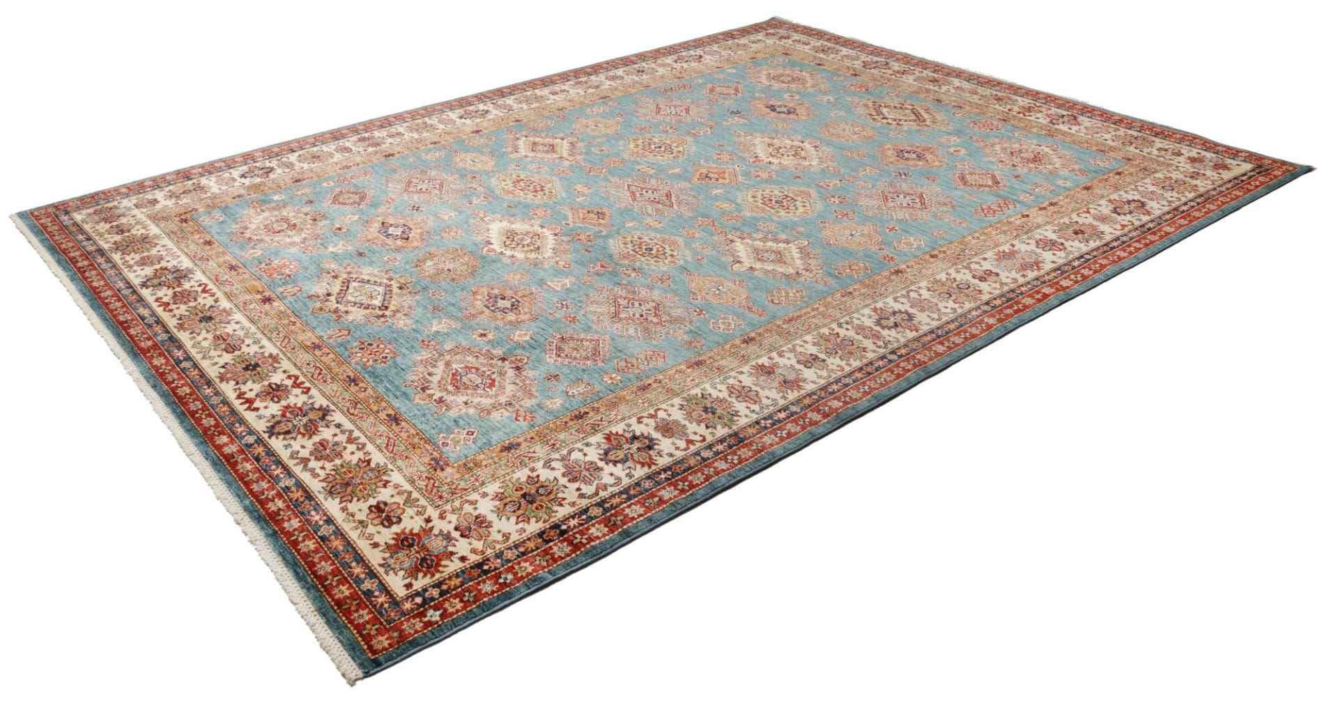 kazak-orientteppich-268-x-355-cm-handgeknupft-geometrische-muster-1 Handgeknüpfter Kazak Orientteppich 268 × 355 cm
