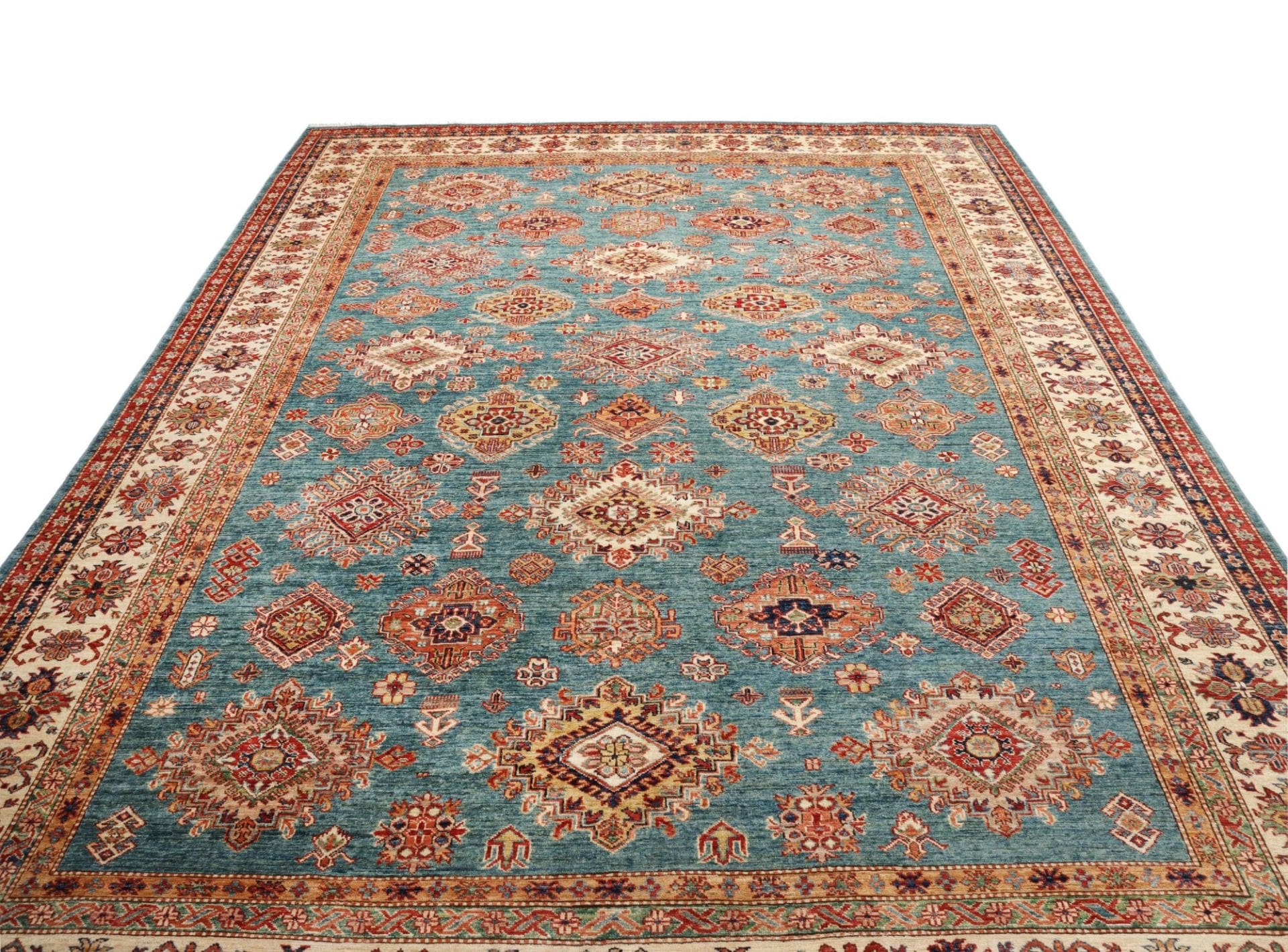 kazak-orientteppich-268-x-355-cm-handgeknupft-geometrische-muster-3 Handgeknüpfter Kazak Orientteppich 268 × 355 cm