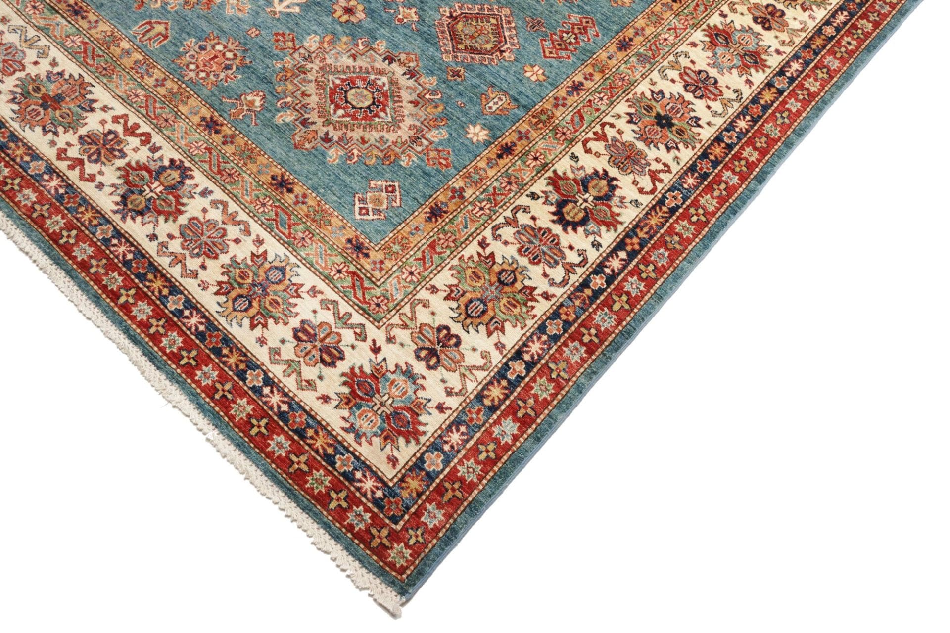 kazak-orientteppich-268-x-355-cm-handgeknupft-geometrische-muster-6 Handgeknüpfter Kazak Orientteppich 268 × 355 cm